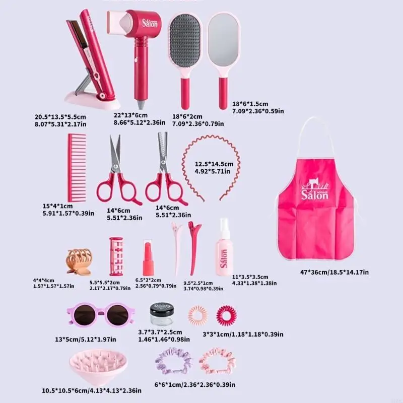M89C 36Pieces Beauty and Hair Salon Playset 안전 플라스틱 역할 플레이 게임 장난감 어린이를위한 Girl Imaginative Playing