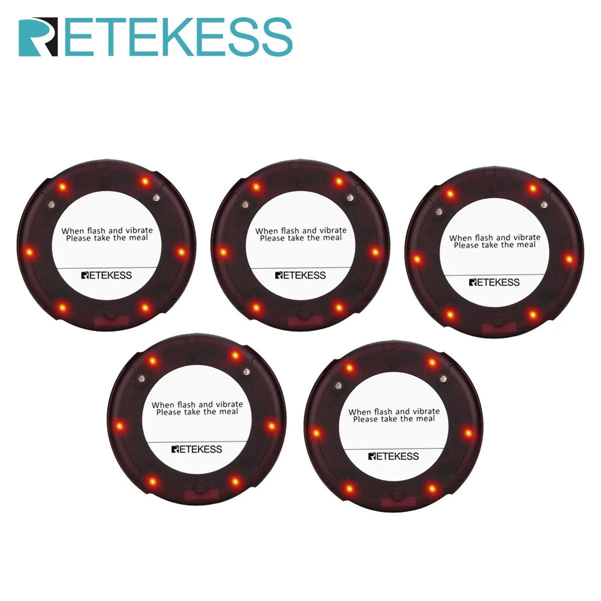 Retekess 5Pcs Coaster Pager Receivers For TD163 Restaurant Buzzer Wireless Calling System Guest Queuing Cafe Church Clinic Bar