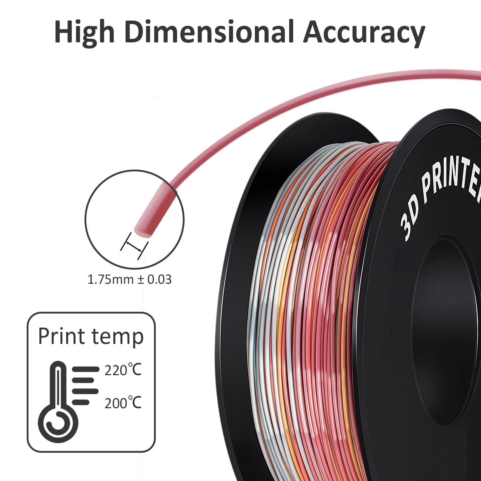 3D Printer Filament PLA Size 1.75mm 3D Printed Wire Neatly Wound Filament Vacuum Packing