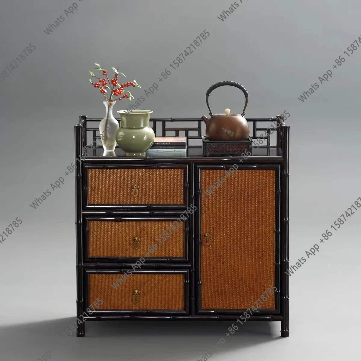 X Zizhu Tea Cabinet Tea Cabinet Rack Set Pu'er Tea Storage Display Bogu Rack Can Hold Buckets