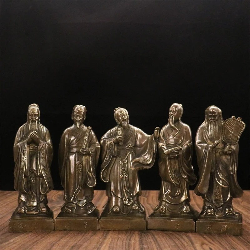 of Confucius, of Mencius, of Lao , of Zhuang Tzu, bronze statue of Mozi, decorative crafts