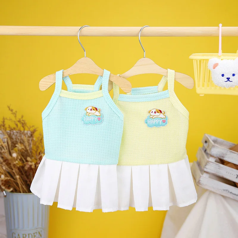 

Pet Princess Skirt Summer Puppy Suspender Clothes Dog Cool Breathable Clothing Teddy Beautiful Pleated Dress