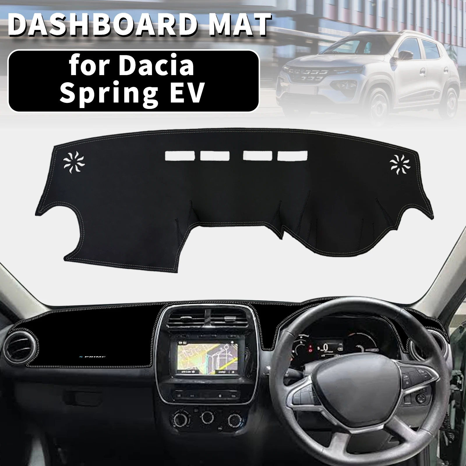 for Dacia Spring 2016-2023 Electric Dashmat Dashboard Cover Dash Mat Anti-UV Sun Shade Carpet Pad Car Styling Accessories