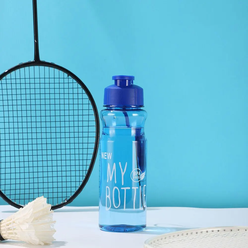 550ml Plastic Water Bottle Portable Sports Cup with Anti Drop Rope Outdoor Water Container Color Transparent Pet Flip Cover