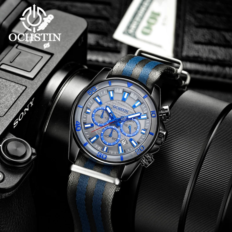 

Hot models OCHSTIN creative nylon series multi-function quartz movement watch 2024 new fashion trend men's quartz watches