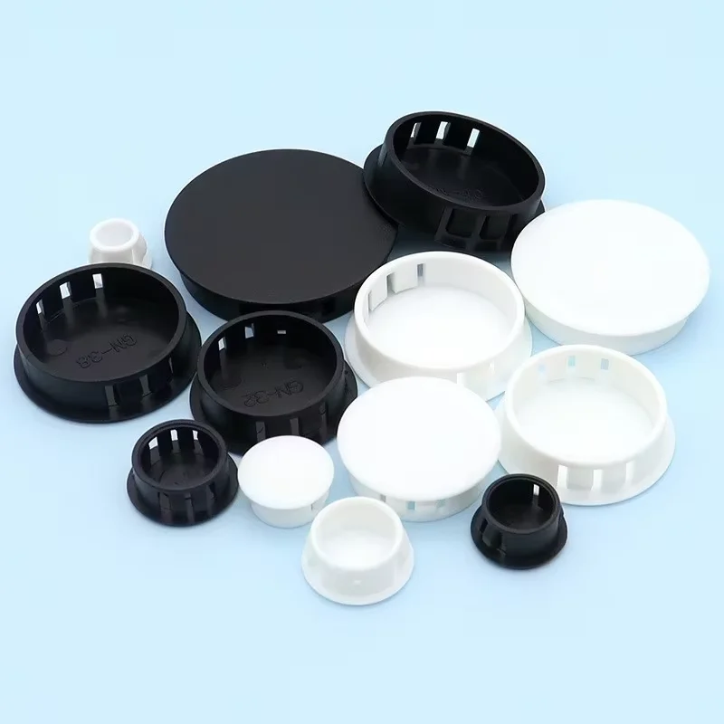 10/20/PCS Quick Install Small Rubber Round Snap Hole Plugs Panel Locking Screw Cover Caps Black White for Electronics
