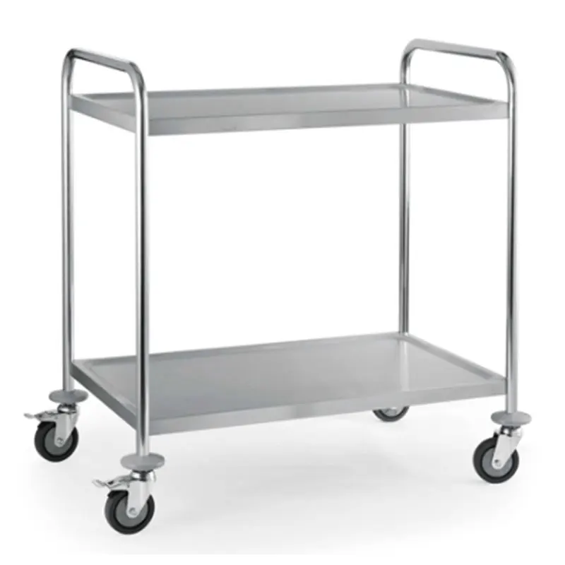 Hotel Restaurant 2 Layer Steel Kitchen Trolley Carts Kitchen Storage Trolley Ex-Factory Price