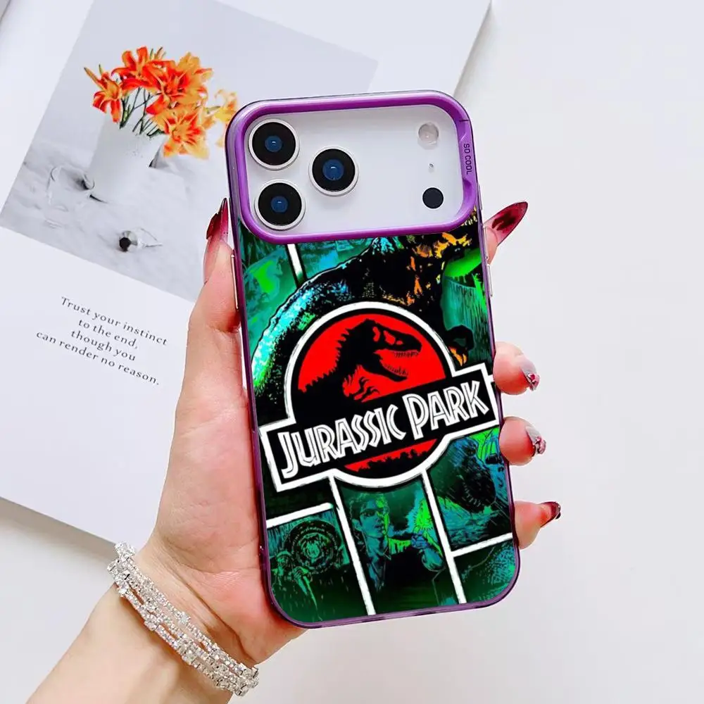 J-Jurassic P-Park D جراب هاتف آيفون 17 16 15 14 13 12 11 Pro Max Air متعدد الألوان ماتي ليزر معدني أورورا فوندا #6