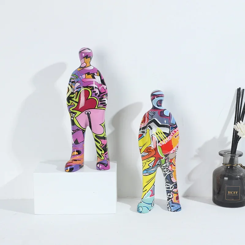 Colorful characters graffiti resin ornament creative color living room desktop entrance desk soft decoration