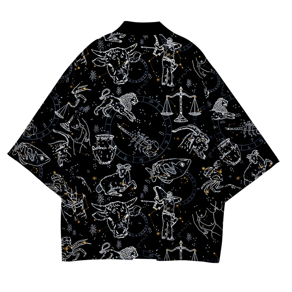 

Japanese Samurai Kimono Men Constellation Cosplay Haori Female Women Cardigan Yukata Shirt Summer Robe
