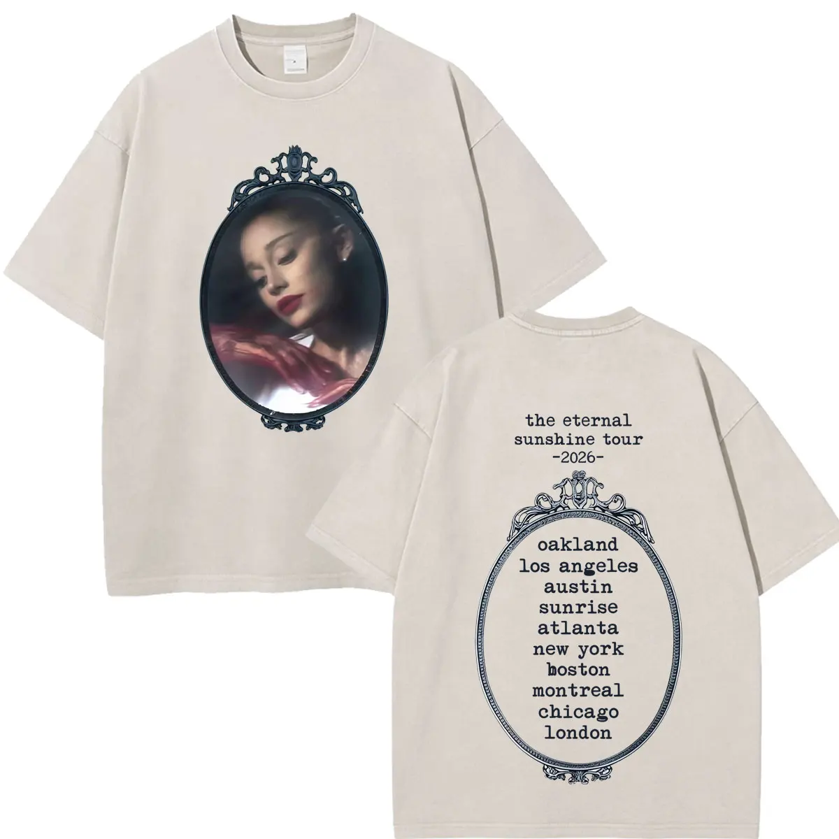 Ariana Grande The Eternal Sunshine Tour 2026 Print Vintage Washed T-shirt Men Women Fashion Casual Loose Cotton T-shirts Tops