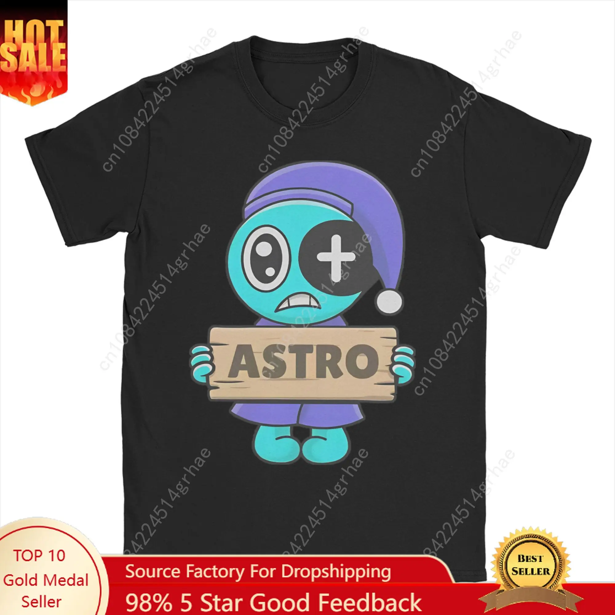 

Dandys World Men's T Shirt Astro Novelty Tees Short Sleeve Crew Neck T-Shirt Pure Cotton 6XL Clothes
