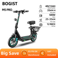 Bogist-M5 Pro Electric Scooter with Storage Basket, Inflatable Wheels, Front Shock Absorber, 500W, 48V, 15Ah, 12 Inch, New Upgra