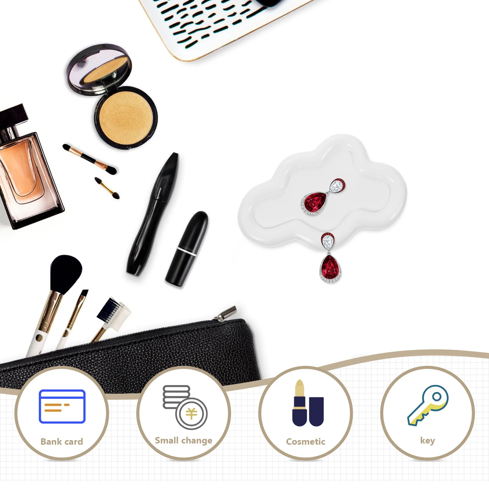 

Vintage Style Resin Jewelry Tray Decorative Cloud Shaped Dish Key Storage Plate Earrings Bracelets Necklace Organizer Vanity