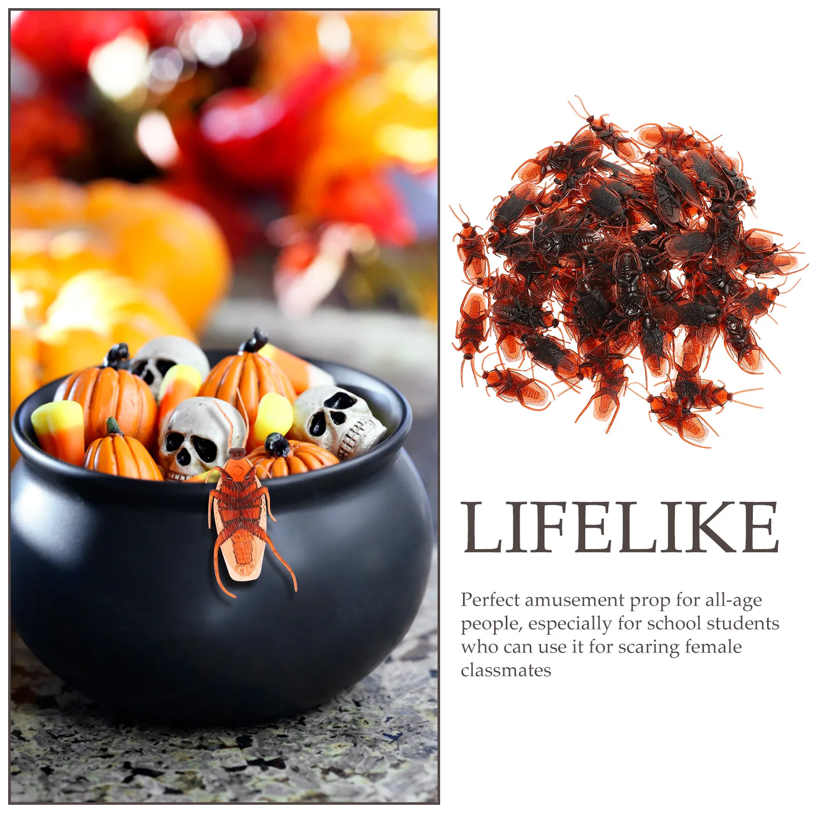 100Pcs Realistic Fake Cockroach Prank Bugs for Halloween Parties School Students Scare Female Classmates Fake Plastic