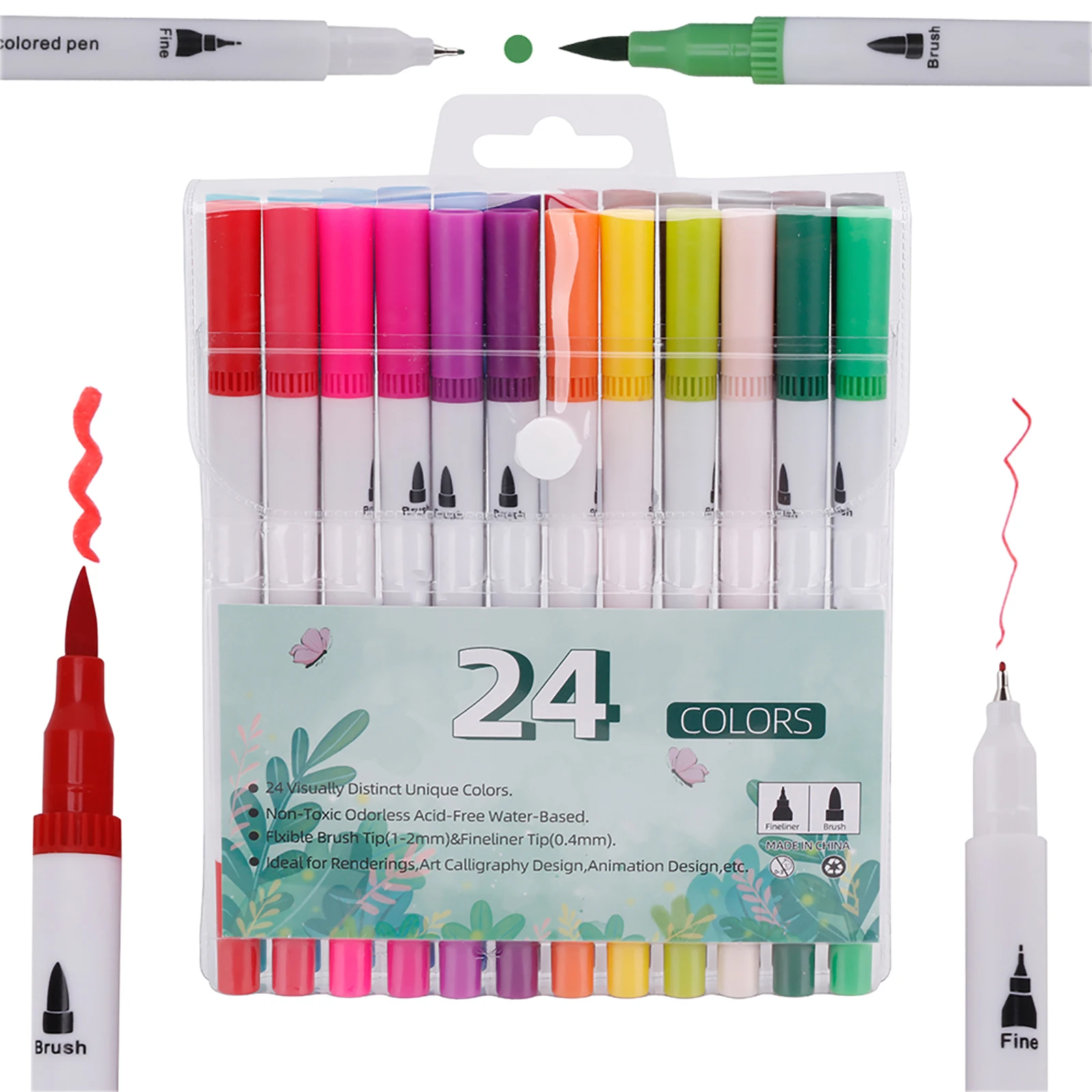 12/24 Colors Dual Tips Brush Pen Markers Manga Sketching Markers Watercolor Pen Alcohol Felt Drawing Set Art School Supplies