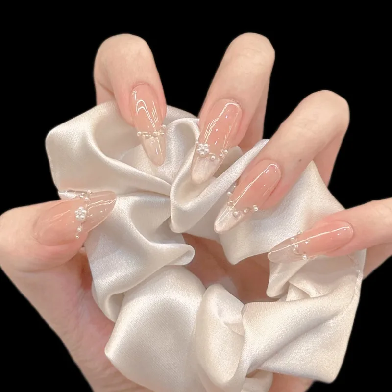 24pcs long Almond Acrylic Adhesive Fake Nail for Girls Autumn Artificial False Nails with Glue Cheap Press on Nails Tips 2026