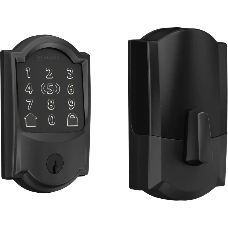 CAM 6222 Encode Plus Wi-Fi Deadbolt Smart Lock, дверной замок с сенсорным экраном без ключа и отделкой Camelot, матовый черный