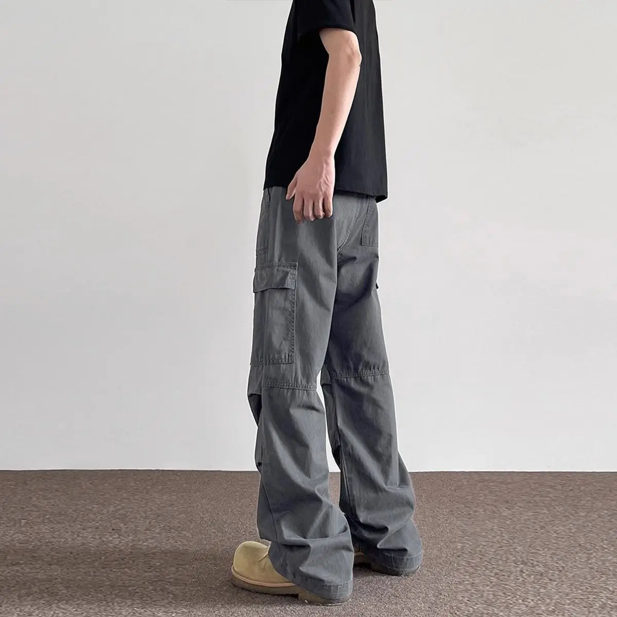 Pantaloni cargo dritti da uomo larghi multitasche in tinta unita Pantaloni alla moda di alta qualità più economici Pantaloni lunghi maschili stile coreano
