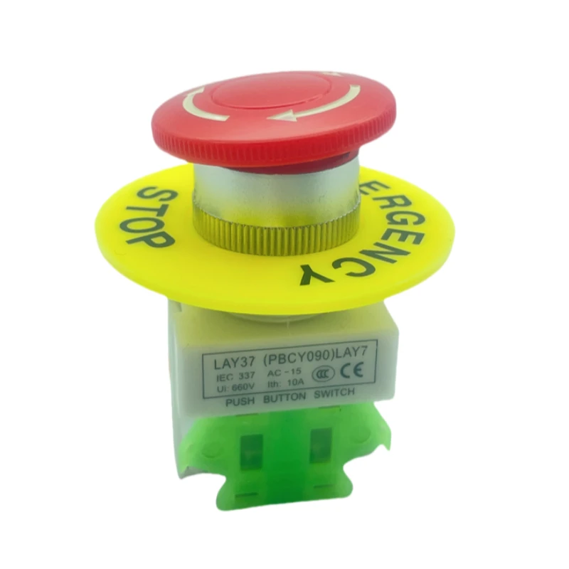 Red Mushroom Cap 1NO 1NC DPST Emergency Stop Push Button Switch AC 660V 10A Switch Equipment Lift Elevator Latching Self Lock