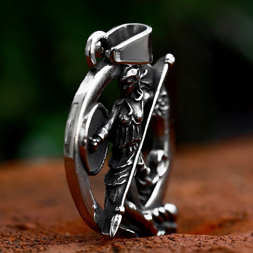 Vintage Stainless Steel Athena Greek Goddess of War Pendant For Men Woman Fashion Roman Mythology Necklace Amulet Jewelry Gifts