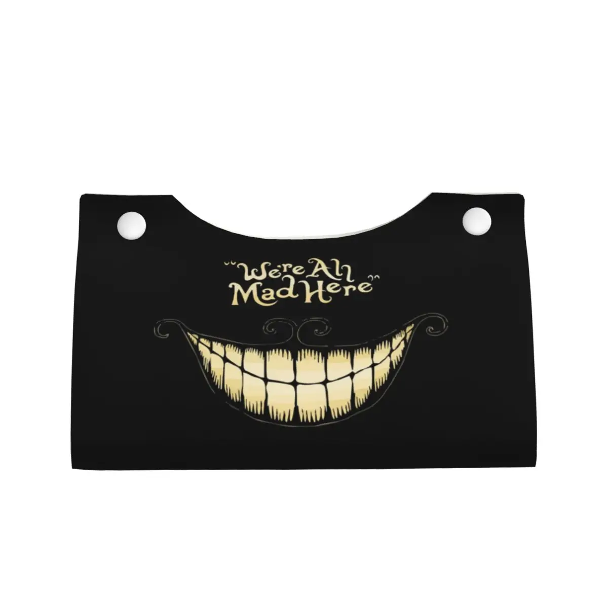 Custom Trendy Cheshire Cat Tissue Box Holder Rectangular We're All Mad Here PU Leather Facial Tissue Box Cover for Car Home