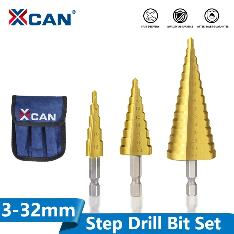 Wiertło stopniowe XCAN 3-13 4-12 4-20 4-32mm HSS pokryte tytanem drewno Metal Hole Cutter wiertło stożkowe wiertła metalowe