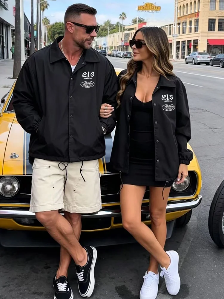 Nuclear Explosion Large Size Streetwear Jacket Loose Fit Unisex Spring Summer Thin Outerwear Training Coat Breathable Polyester