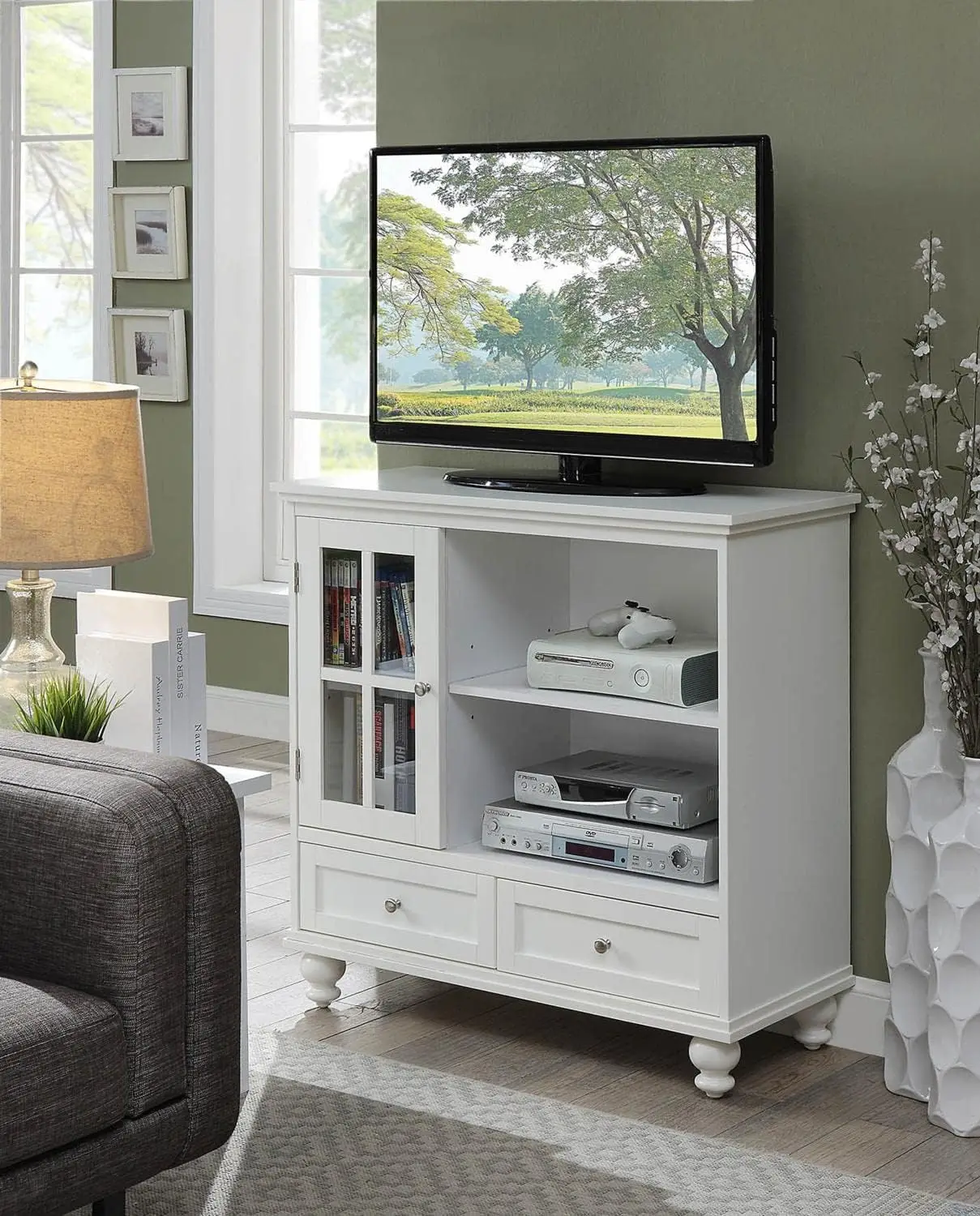 Concepts Tahoe Highboy TV Stand, White