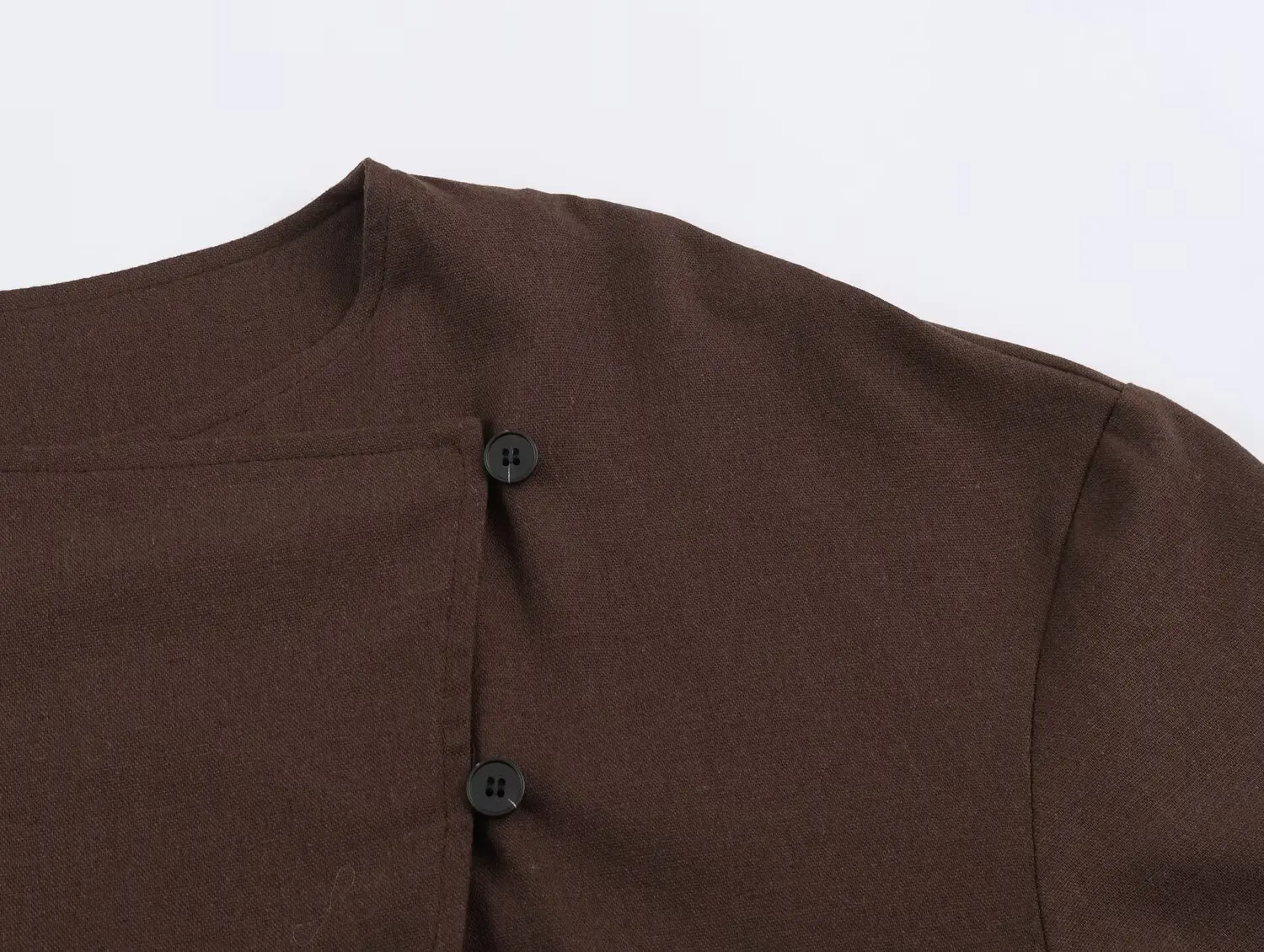 KONDALA Damen Vintage Casual Braune Jacke mit Asymmetrischen Knöpfen Elegante Pendlerjacke Mantel 2026 Frühling Trendige Schicke Damenjacke – Detail 4