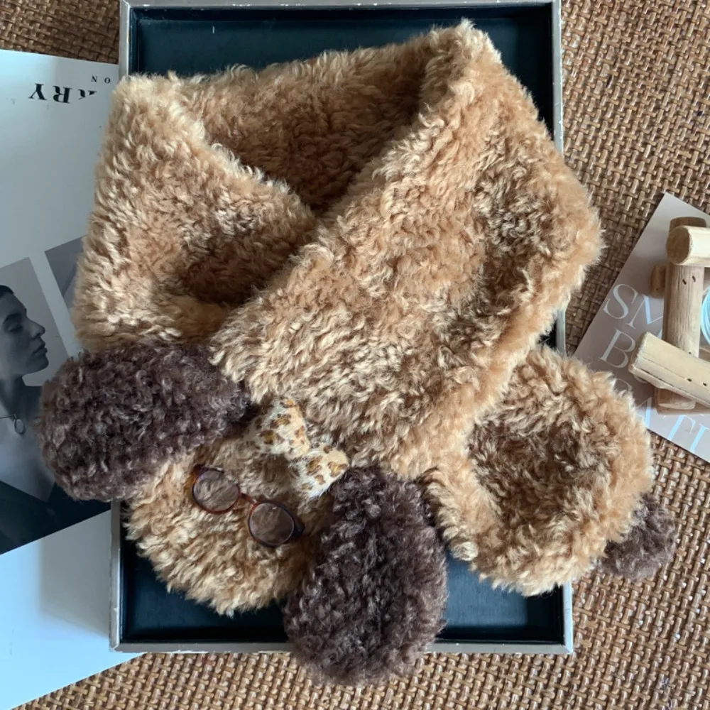 

Простые вязаные очки, шарф для щенка, зимние кашемировые шарфы с собакой ягненком, утепленный плюшевый шарф в корейском стиле, осень-зима