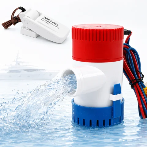 Bilge Pump 12V 24V DC 350/500/750/1100GPH Non-Automatic Marine Submersible Water Pump for Boats Yachts Houseboats Water Drainage