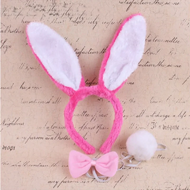 大人子供ぬいぐるみ女性ふわふわウサギの耳カチューシャテールネクタイ誕生日パーティーコスプレ衣装イースターハロウィンクリスマス