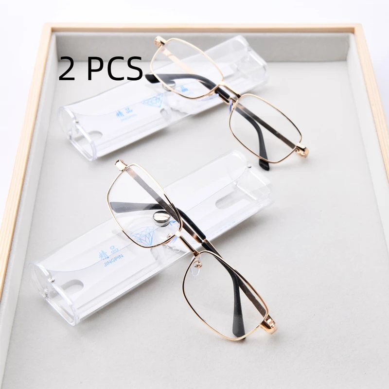 2PCS Anzug 100% Kristall Glas Objektiv Lesebrille Männer Presbyopie Vergrößerungs Anti-Scratch Brillen Dioptrien 1,0-4,0 Silber