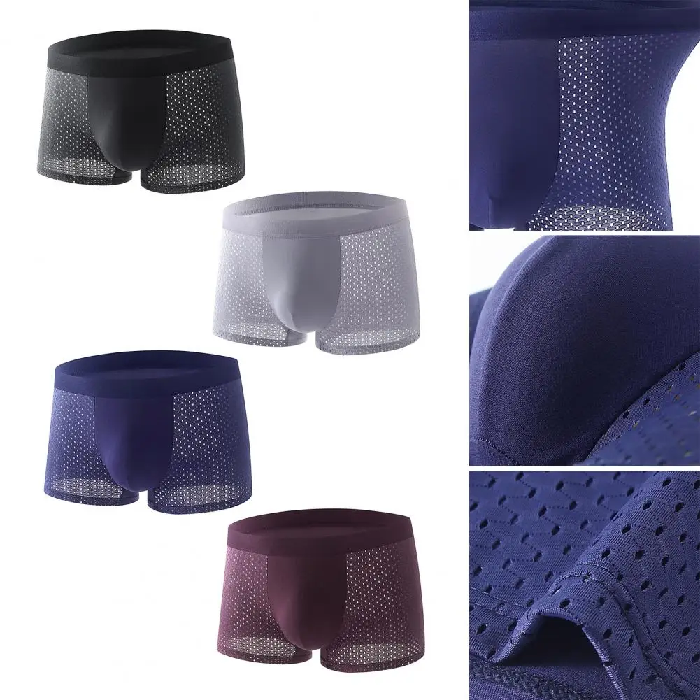 

Slim Fit Underwear Men's Breathable Mesh Boxer Briefs with Wide Elastic Waistband Slim Fit Design in Variety of Colors Smooth