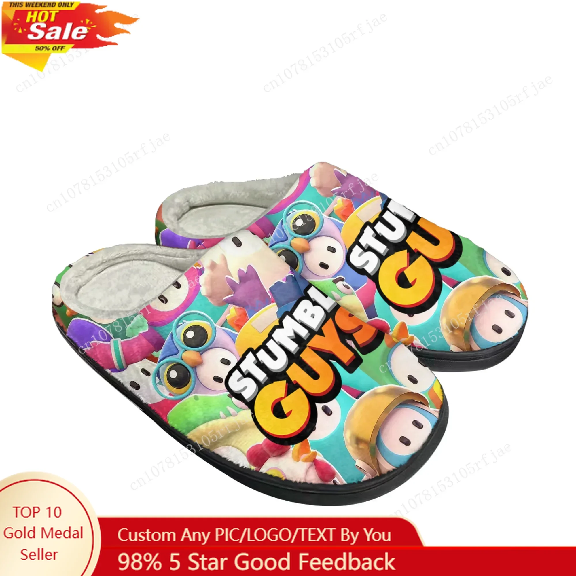 

Stumble Guys Home Cotton Slippers Hot Cartoon Game Mens Womens Plush Bedroom Casual Fashion Keep Warm Shoes Tailor Made Slipper