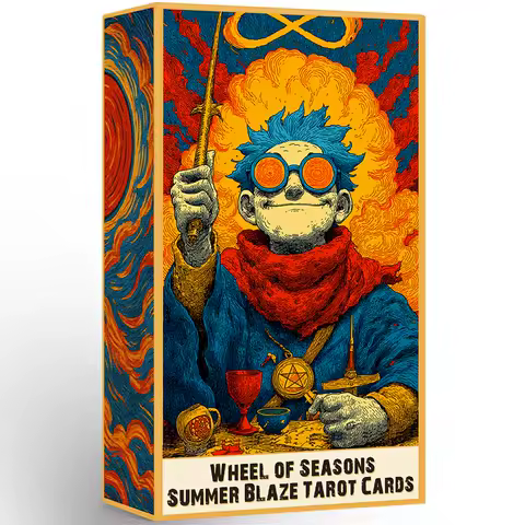 Wheel Of Seasons Cards, Summer Blaze Tarot Deck, 80 Red Edged Cards, 13x8 Cm, Beginner Card Game, Ideal for New Players