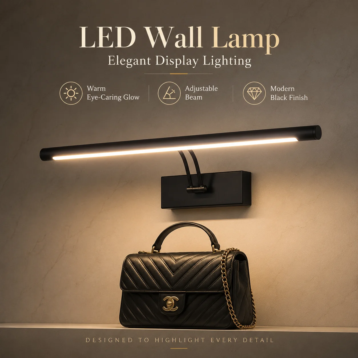 LED modern 40CM linear waterproof mirror wall light with 180 degree up and down adjustment suitable for bathroom bedroom makeup
