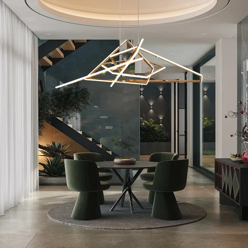 ديكور الغرفة الحديثة فيلا دوبلكس كبير الفولاذ المقاوم للصدأ Hanglamp تعليق الإنارة ديكور المنزل تركيب المصابيح الإبداعية
