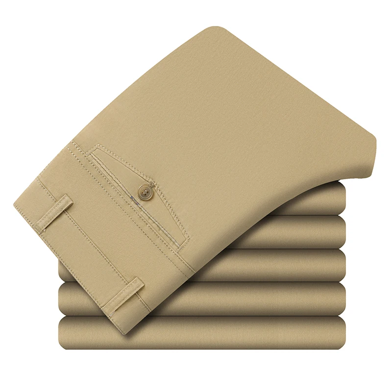 Premium Baumwoll-Bürohosen für Herren Bügelfrei Pflegeleichter Stoff Gürtelkompatibles Design Tägliche Casual-Event Lange Hosen – Detail 3