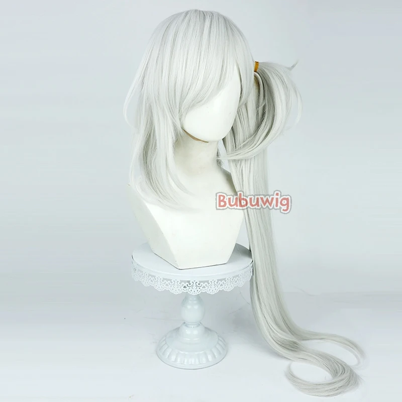 Bubuwig pelo sintético Asagi Mutsuki pelucas de Cosplay archivo azul Asagi Mutsuki 95cm peluca larga recta plateada blanca resistente al calor