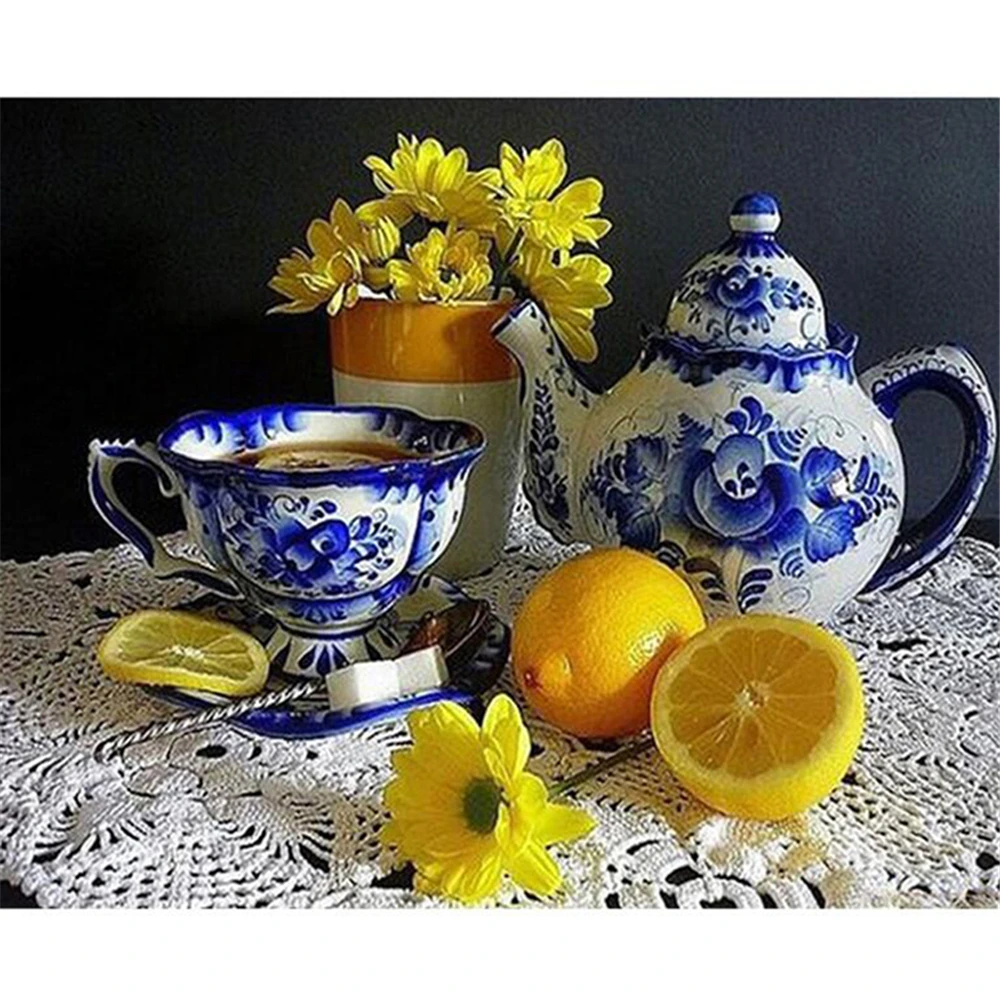 Lemon Fruits DIY Cross Stitch 11CT Embroidery Kits Needlework Craft Set Printed Canvas Cotton Thread Home     Dropshipping