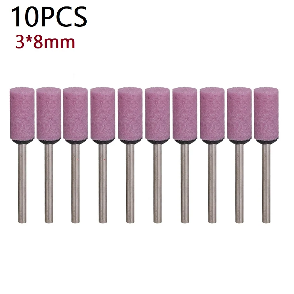 10 PCS/Lot Abrasive Mounted Stone Grinding Stone Wheel Cylinder-Shape Pink Head For Rotary Tools Accessories