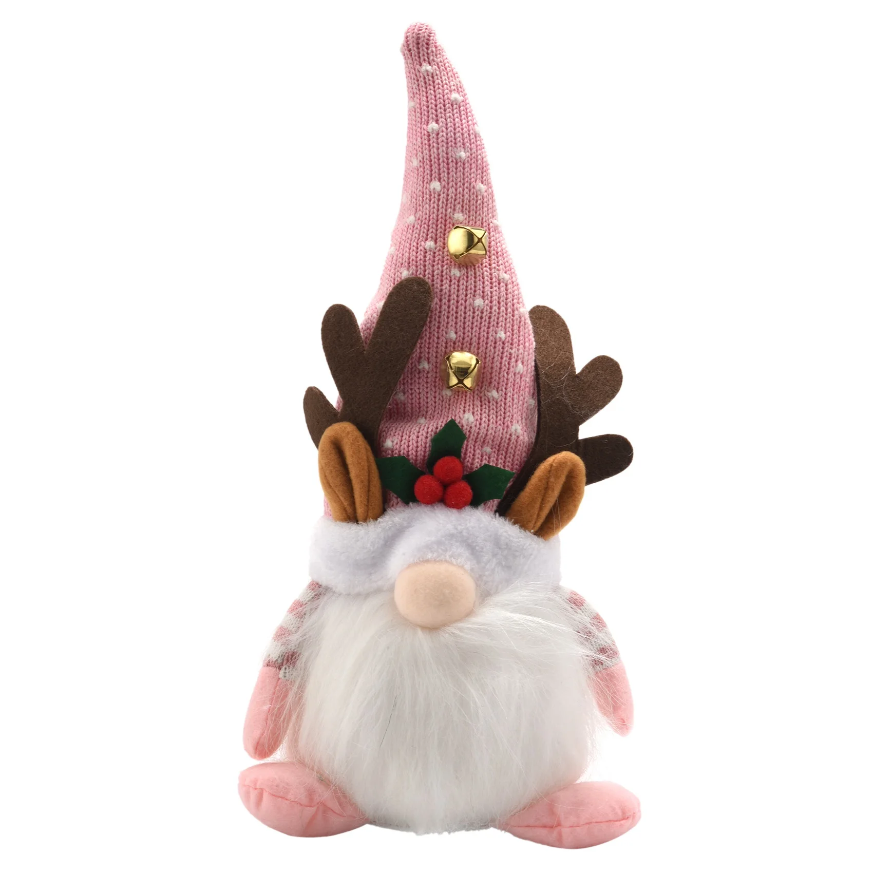 Christmas Gnome Lights, Handmade Lighted Nordic Figurine Plush Elf Toy Christmas Decorations Holiday(Pink)