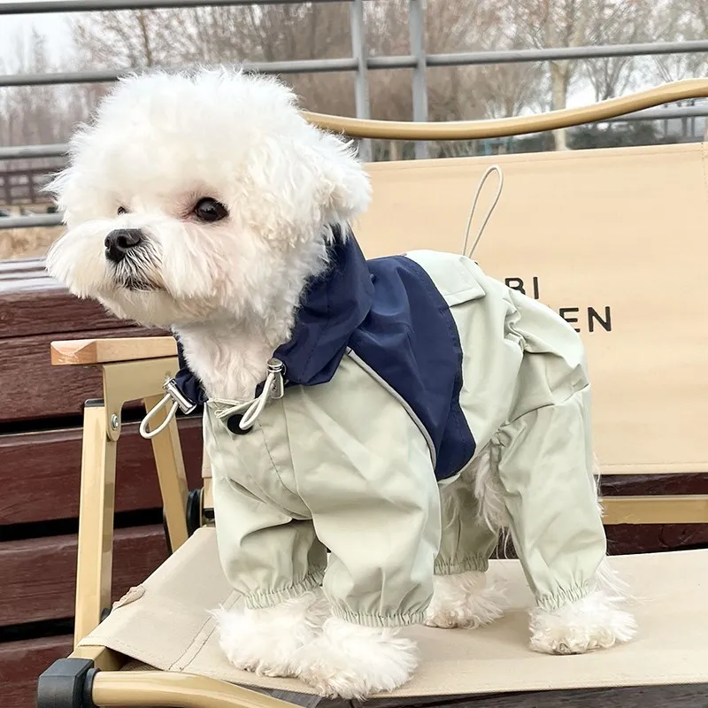 Dog Cat Clothes Pet Winter Contrast Color Cotton-padded jacket Teddy Bichon Chenari Bomei Traction Thickened Four-Legged Clothes