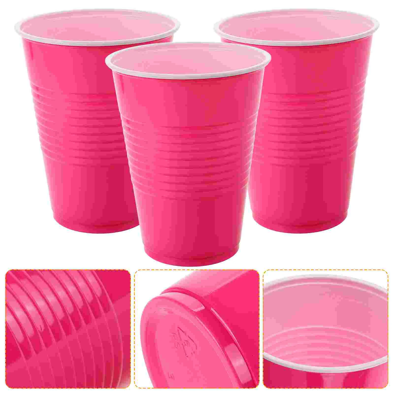 

20 Pcs Plastic Cups Disposable 16oz Rose Red Birthday Party Decoration Stable Bottom Multi Use Drinking Water Wedding Bar