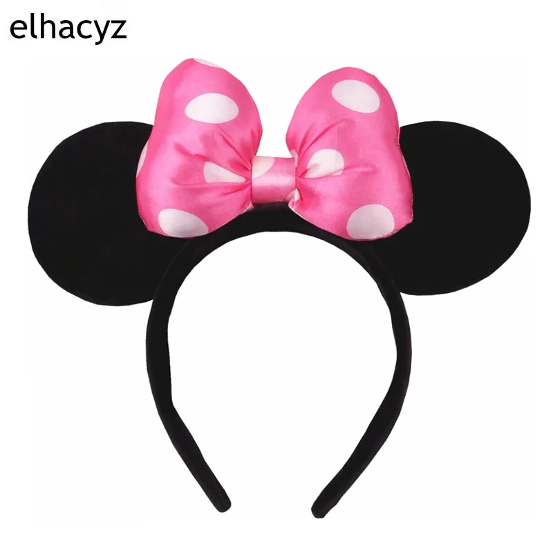 Disney-arco clássico de tamanho grande para meninas, orelhas de Minnie Mouse, faixa bonita para festa, faixa para o festival, presente de cabelo DIY, viagem ao parque