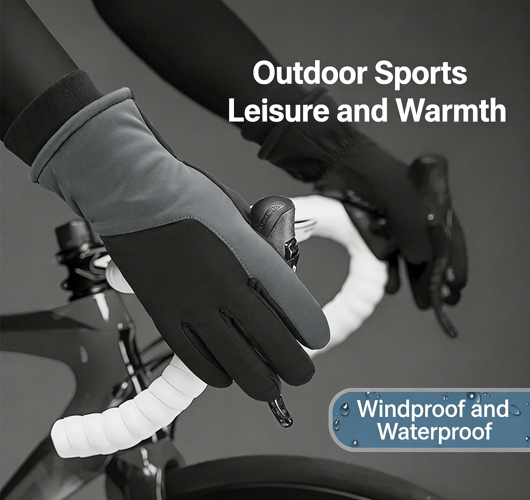

Winter Warm Cycling Gloves Non-slip Water-repellent Unisex Outdoor Running Hiking Mountaineering Fleece-lined Touchscreen Gloves