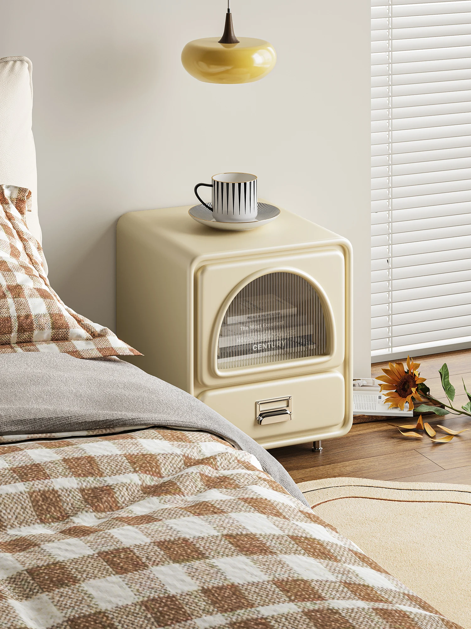 Cream wind bedside table Modern simple household bedroom Cute bedside table