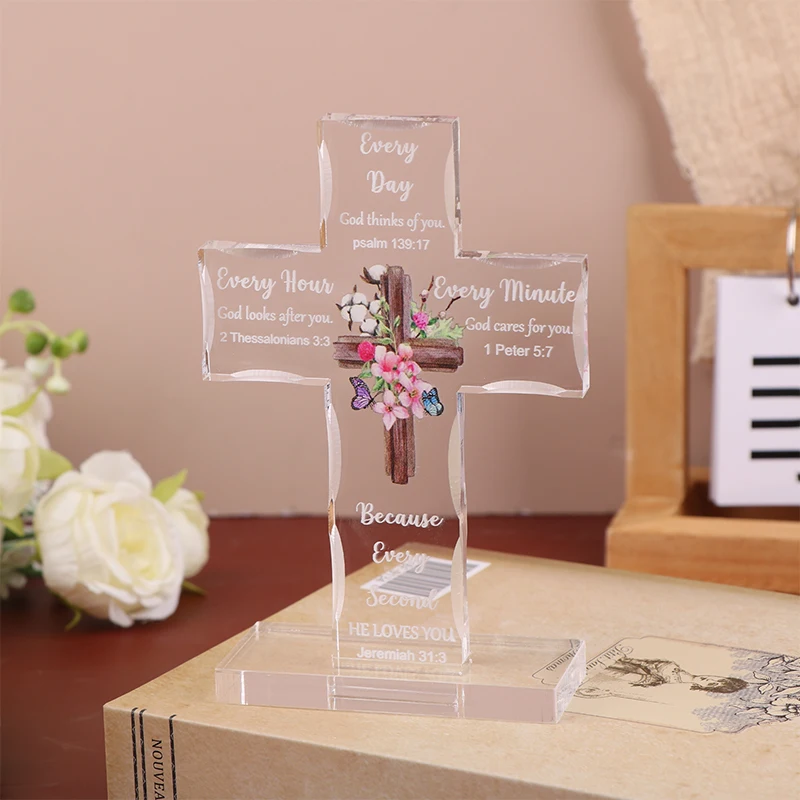 عالية الجودة الاكريليك المسيحية الدائمة الصليب هدايا ملهمة مع الكتاب المقدس الآية الصلاة هدايا الكتاب المقدس الدينية #4